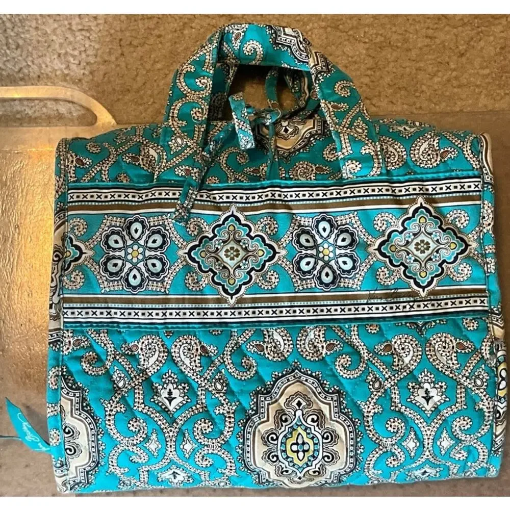 Vera Bradley Tri-Fold Cosmetic Toiletry Organizer Totally Turquoise - Retired